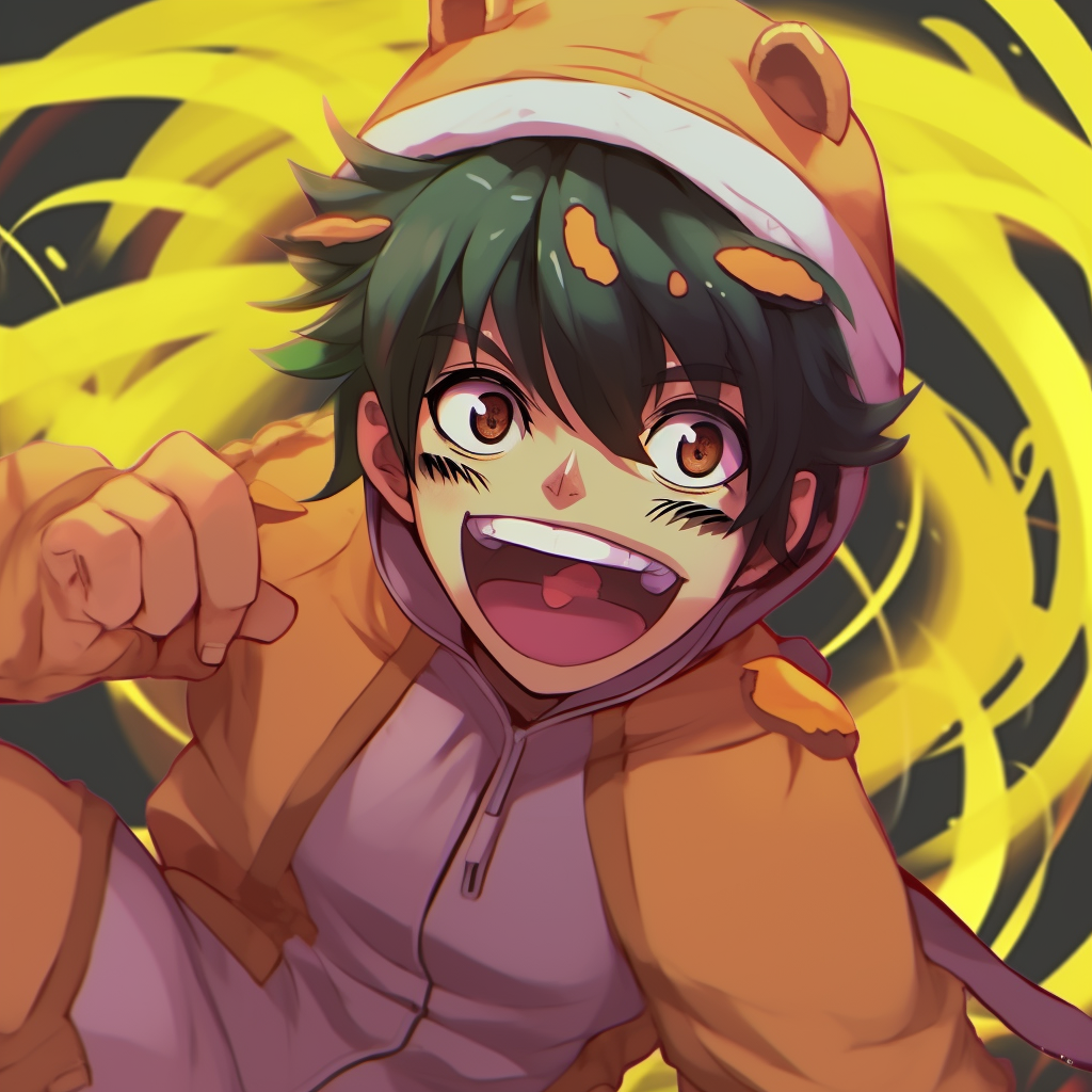 Funny image of a lovable anime character slipping on a banana peel, vibrant colors and exaggerated expressions. quirky pfp for anime enthusiasts pfp for discord.