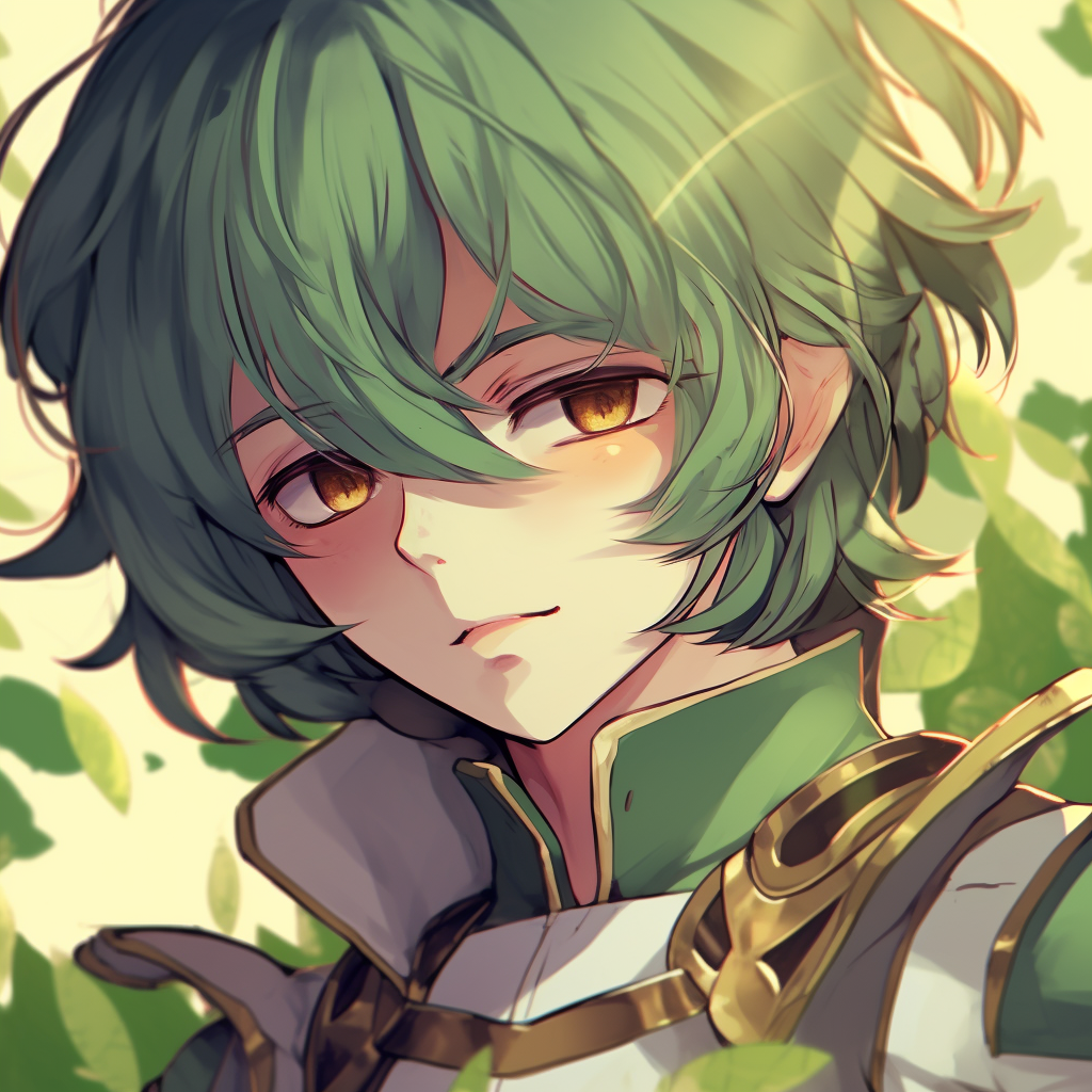 A dynamic pose of a green-hued anime samurai, demonstrating fluid lines and subtle shade work. animated green anime pfp artwork