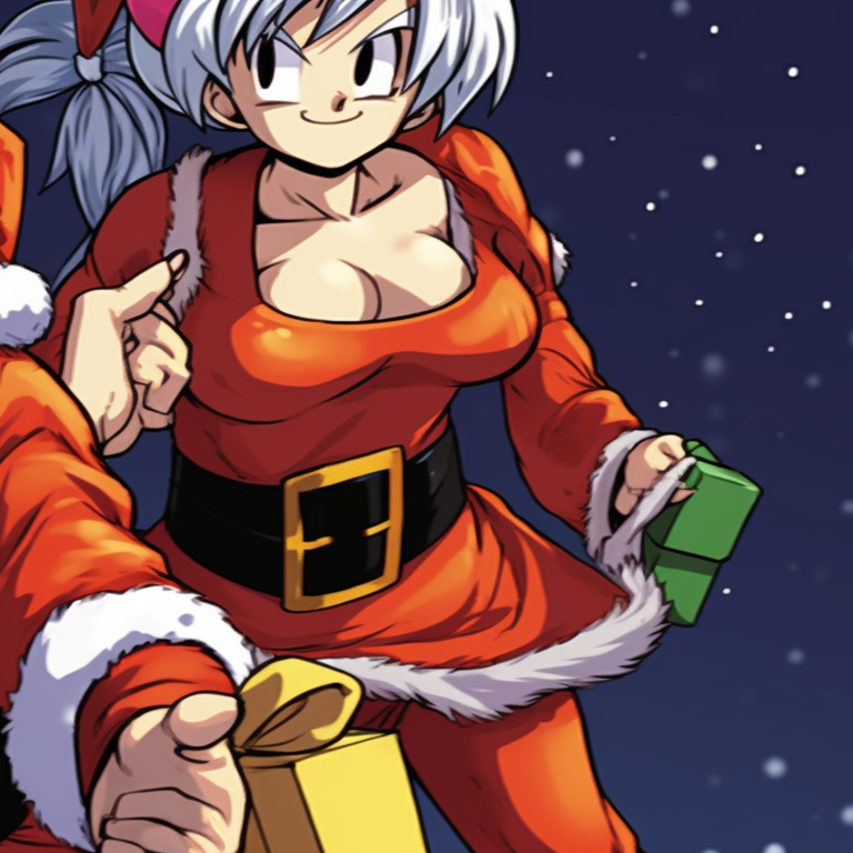 Two characters executing Kamehameha, with crisp lines on a snowy backdrop. best christmas dragon ball pfp for match pfp for discord.