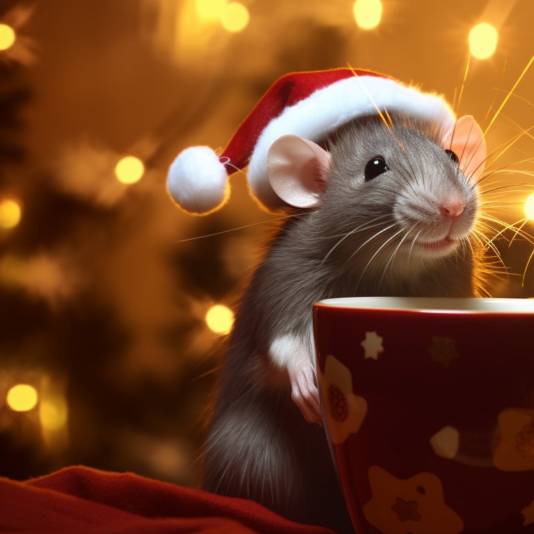 Two characters, in matching Christmas outfits, noses touching. festive rodent matching christmas rat pfp pfp for discord.