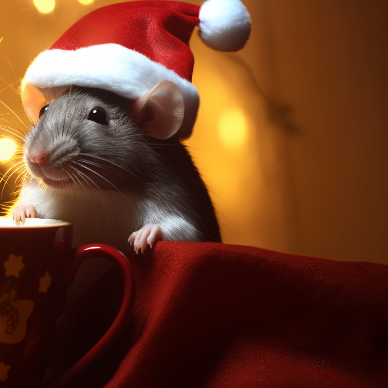 Two characters, in matching Christmas outfits, noses touching. festive rodent matching christmas rat pfp pfp for discord.