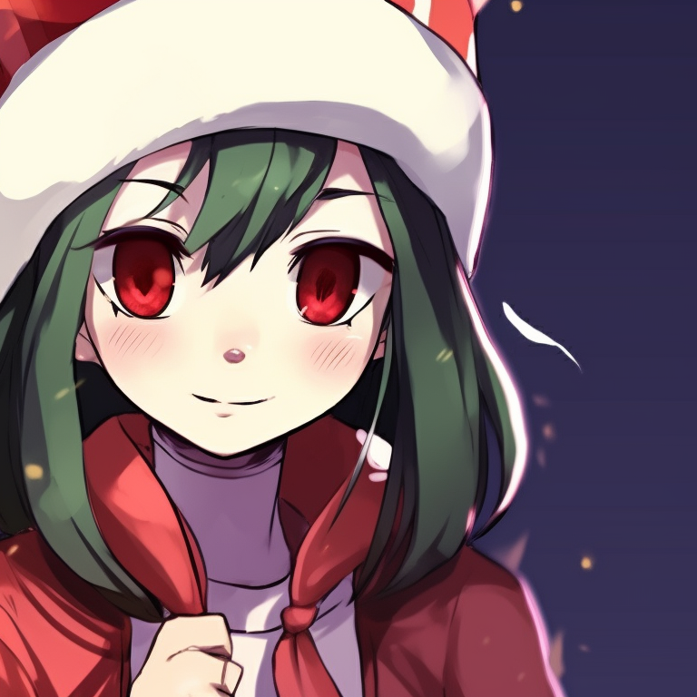 Two characters, alongside a snowy landscape, in dynamic fighting postures. matching christmas demon slayer pfp characters pfp for discord.