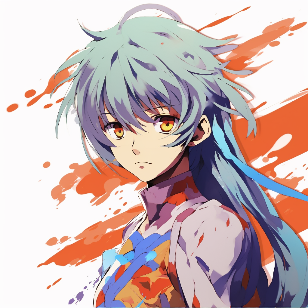 Detached portraiture of Asuka, highlighting character personality through restrained color palette and thoughtful composition. unique anime pfp suggestions