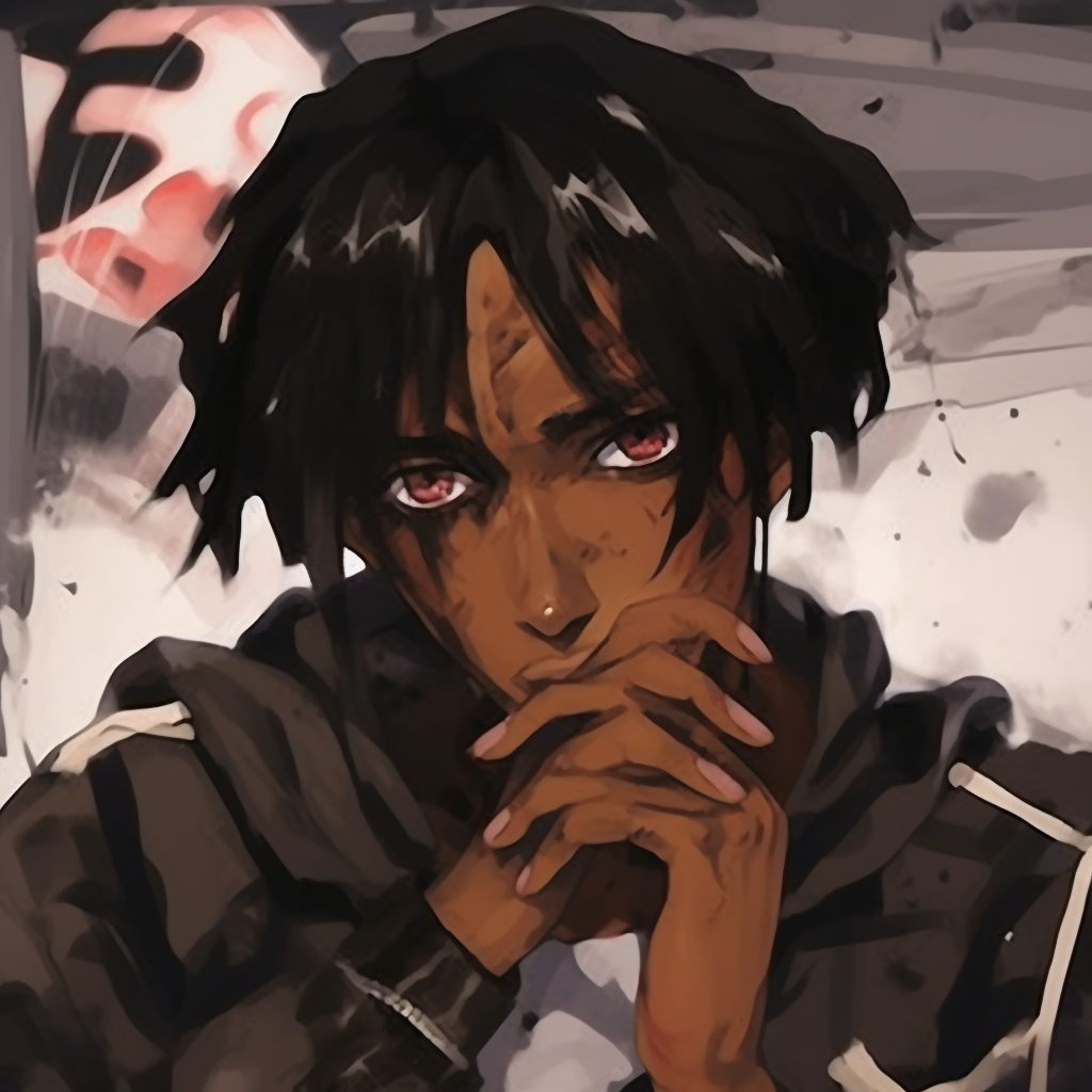 Playboi Carti facing off against a Titan, powerful linework and action-filled composition. playboi carti anime pfp aesthetics