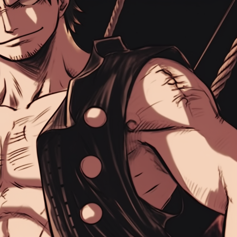 Two characters under the flag symbol, bright colors and bold lines. one piece matching pfp ideas pfp for discord.