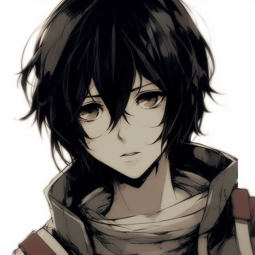 Close-up on Mikasa Ackerman's face, detailed shading and realistic style. top rated manga anime pfp pfp for discord.