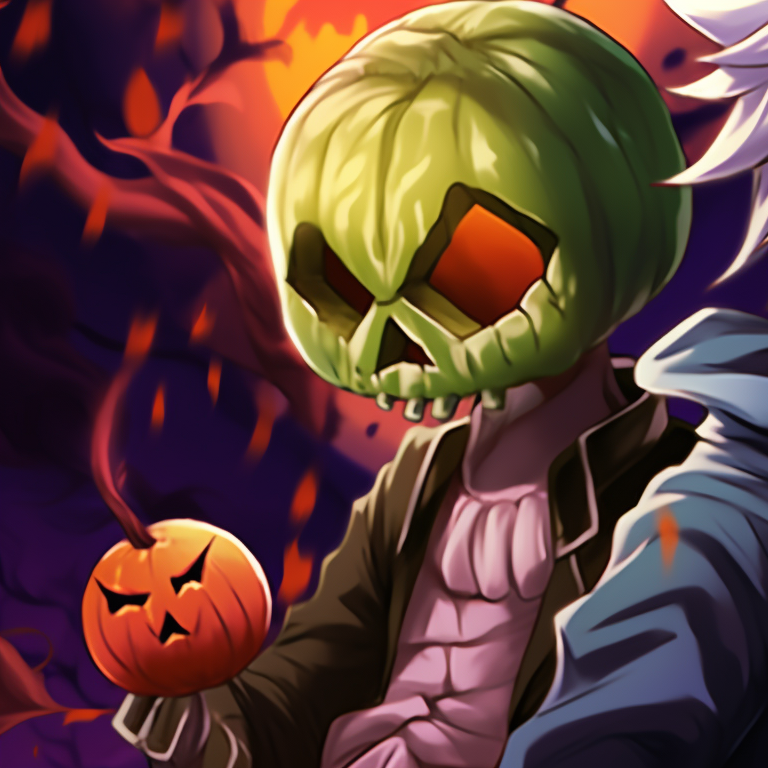 Two characters dressed as a vampire and a witch, profile picture in night setting featuring a pumpkin. hunter x hunter matching pfp halloween theme ideas pfp for discord.