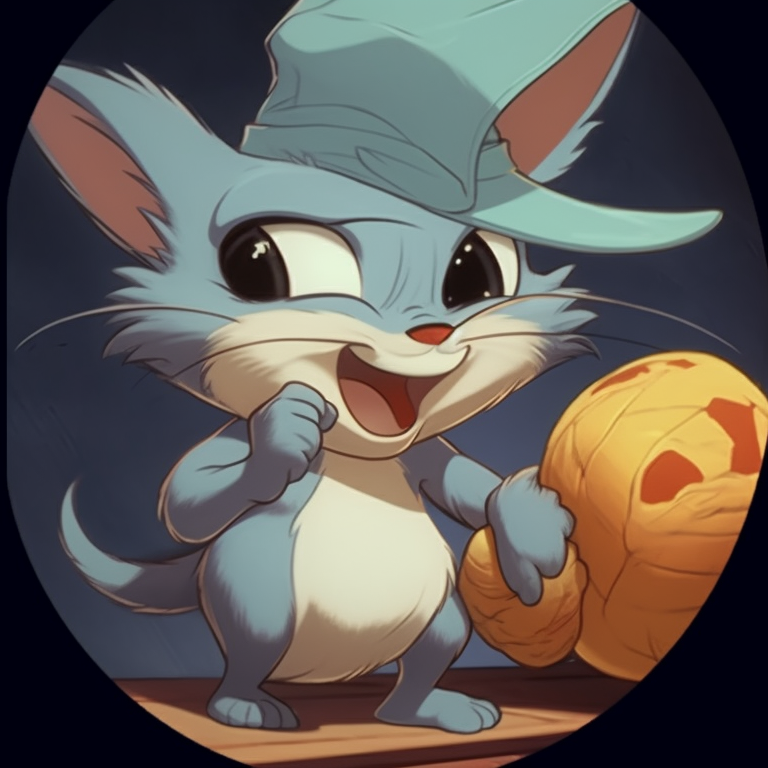Jerry dressed as a ghost chasing Tom, strong lines and subdued color palette. tom and jerry matching pfp halloween theme collection pfp for discord.