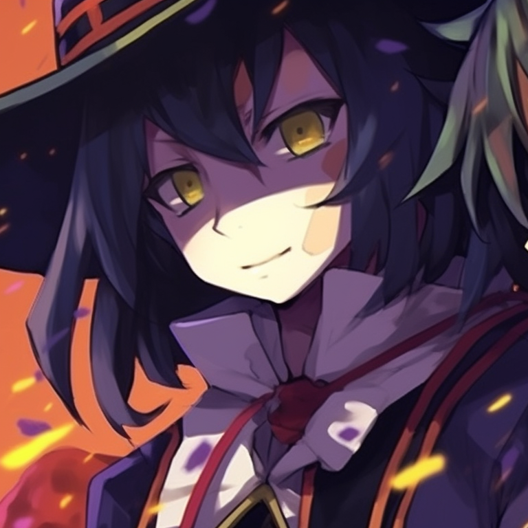 Shinobu and Giyuu together, a sense of eeriness yet harmony with Halloween elements around. shinobu and giyuu halloween themed art pfp for discord.