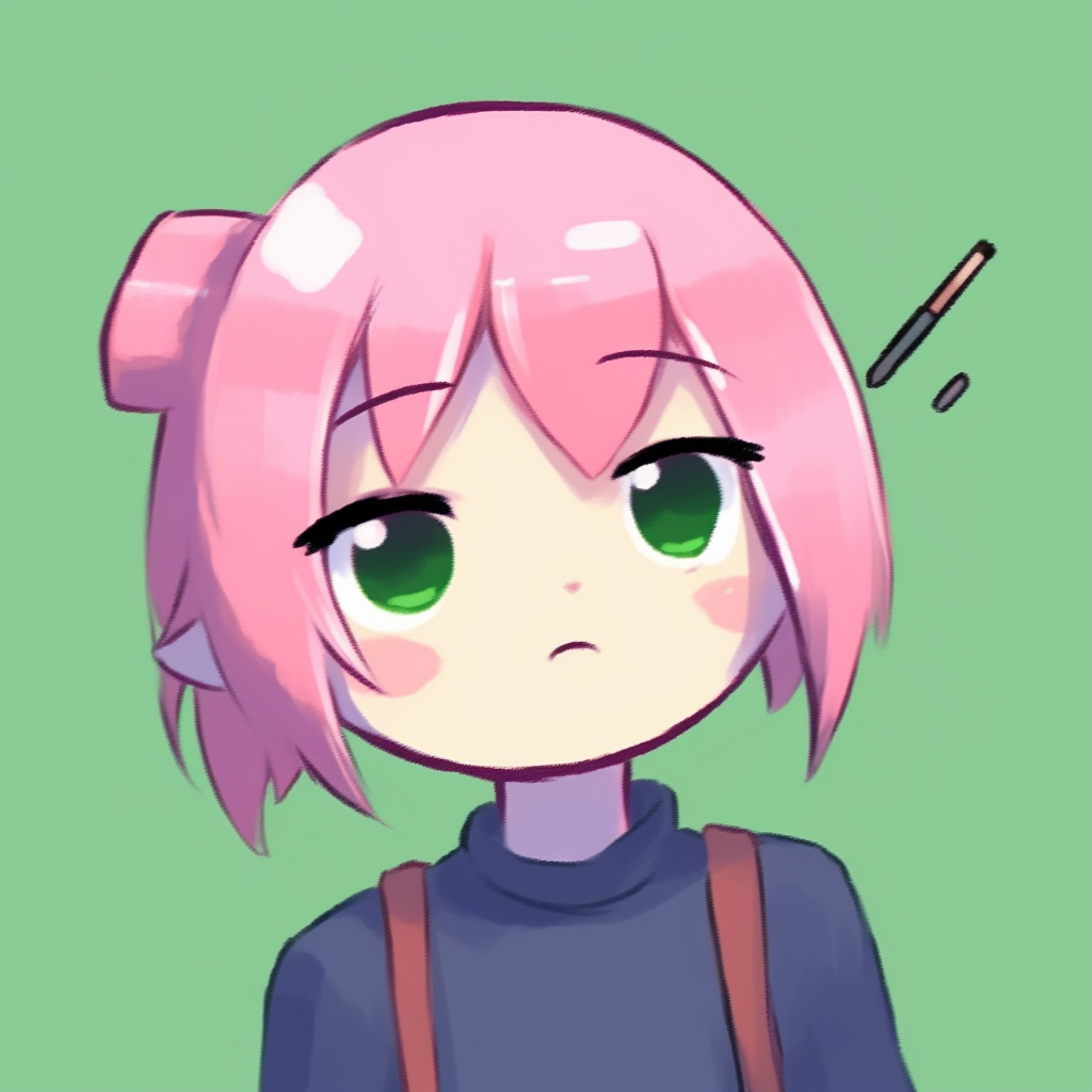 Sakura Haruno in a cheerful stance, bubblegum pink hair and emerald green eyes. cute pfp for school pfp for discord.