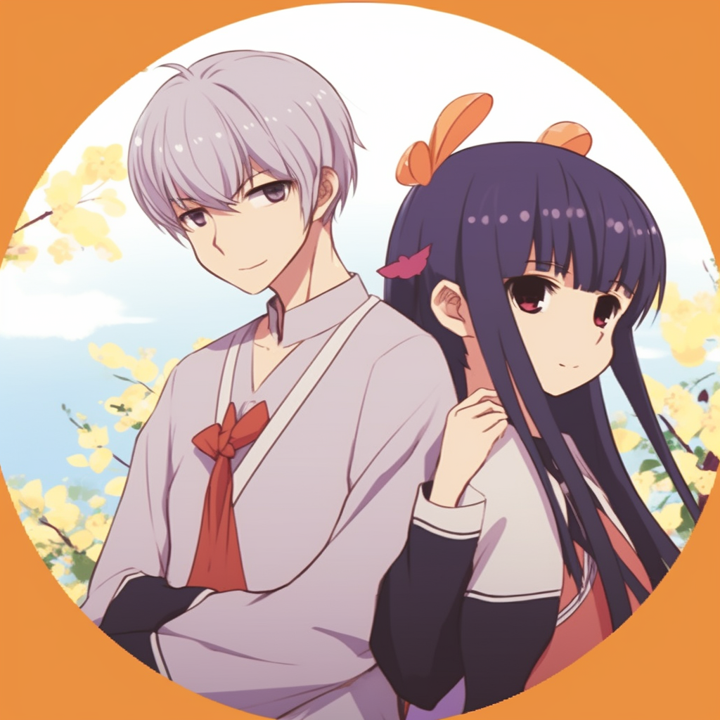 Three main characters from Fruits Basket, showcasing vibrant colors and signature costumes. anime 3 matching pfp unique styles