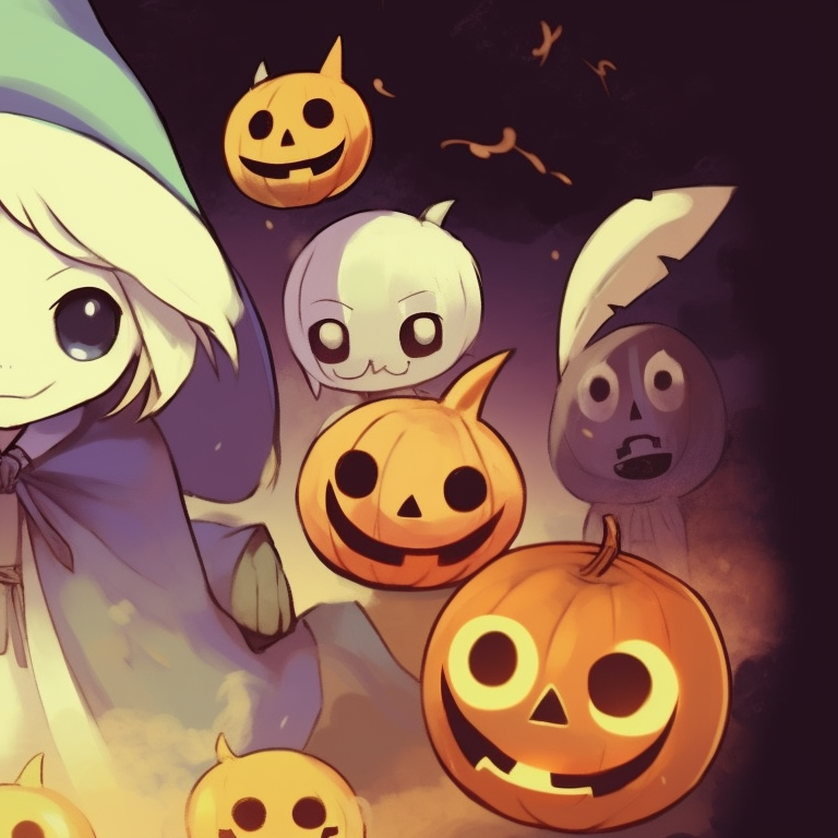 Three Pokemon ready for Trick-or-Treating, vivid shades of yellow, elements of fun. matching pokemon pfp halloween theme for friends pfp for discord.