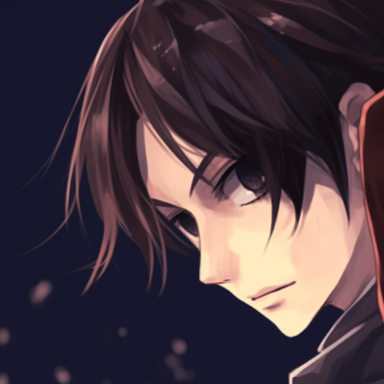 Profile of Eren and Mikasa on a carved pumpkin, Halloween-themed motifs, glowing tinges of orange ambiance. halloween themed eren and mikasa matching pfp pfp for discord.