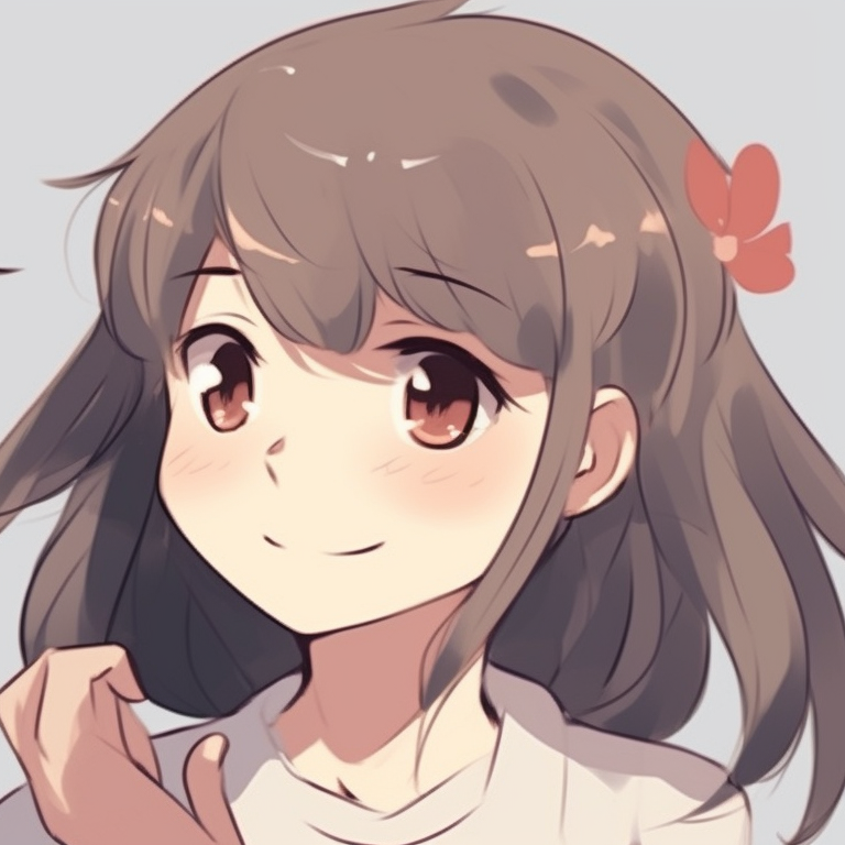 Two characters, minimalist style, and neutral palettes, facing each other with gentle smiles. boy-girl matching pfp pfp for discord.