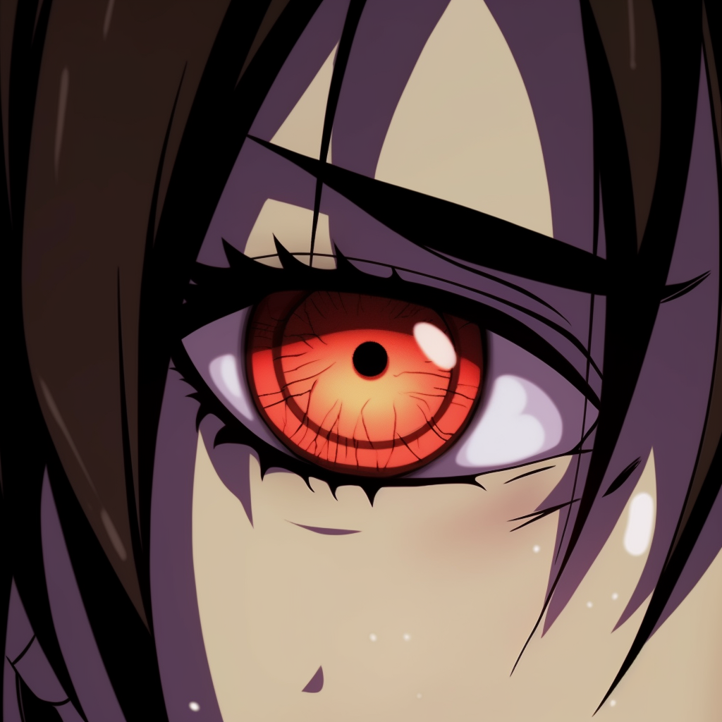 Powerful gaze of Kaguya, filled with potent energy and splendid details. intriguing styles of pfp anime eyes