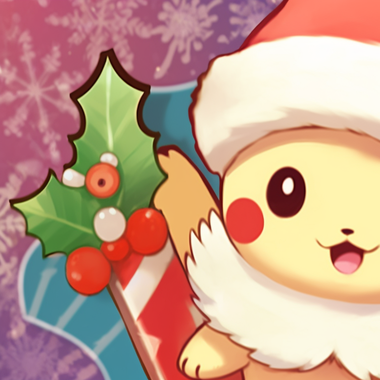 Pichu and Raichu gazing at a Christmas Eve star, placed within a border of Christmas lights. top matching christmas pokemon pfp for kids pfp for discord.