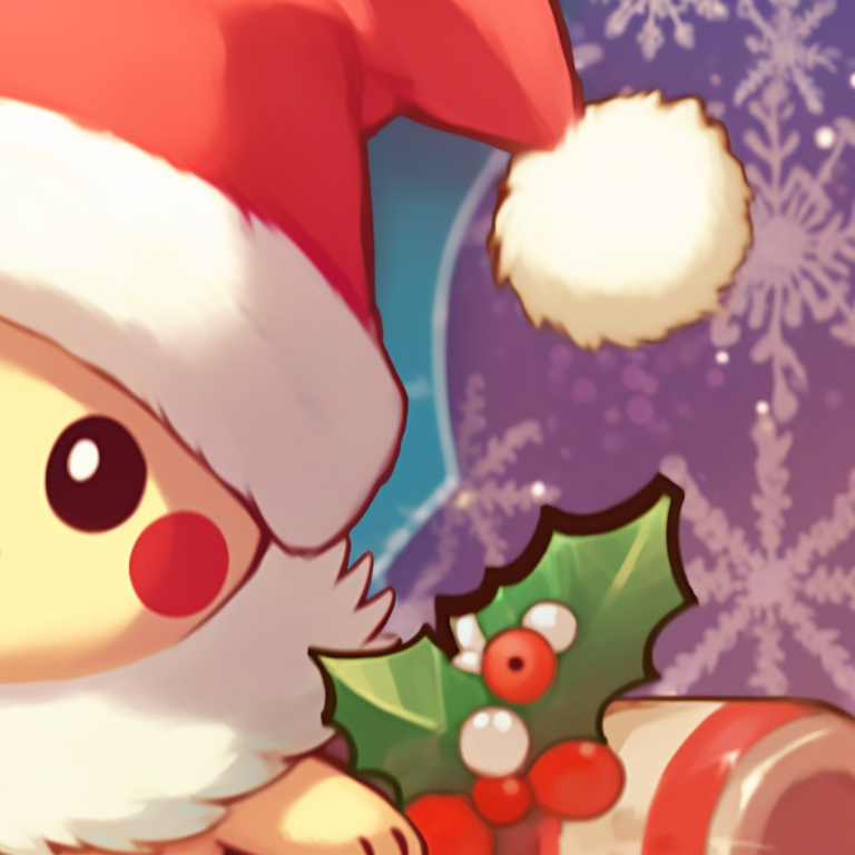 Pichu and Raichu gazing at a Christmas Eve star, placed within a border of Christmas lights. top matching christmas pokemon pfp for kids pfp for discord.