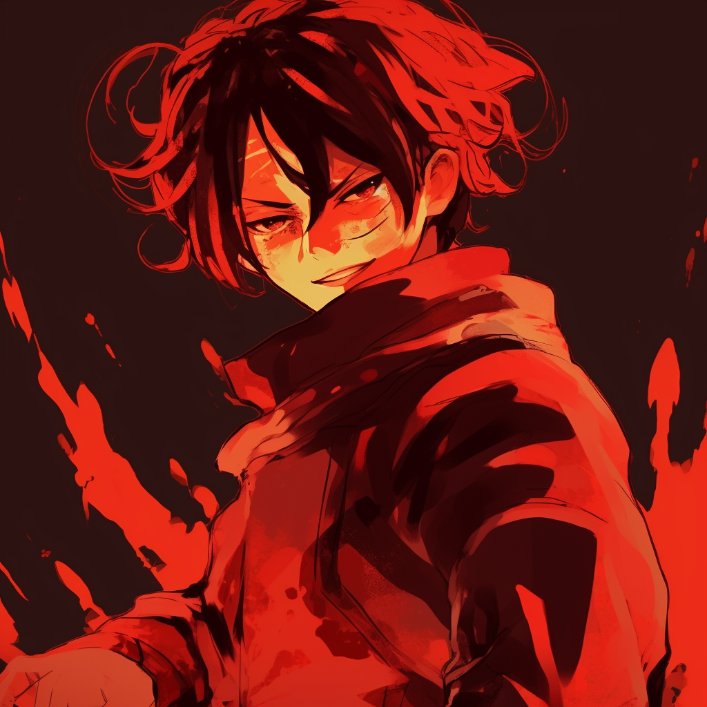 Close-up image of Tanjiro's earrings, fine details and interesting use of red. excellent red anime pfp selection