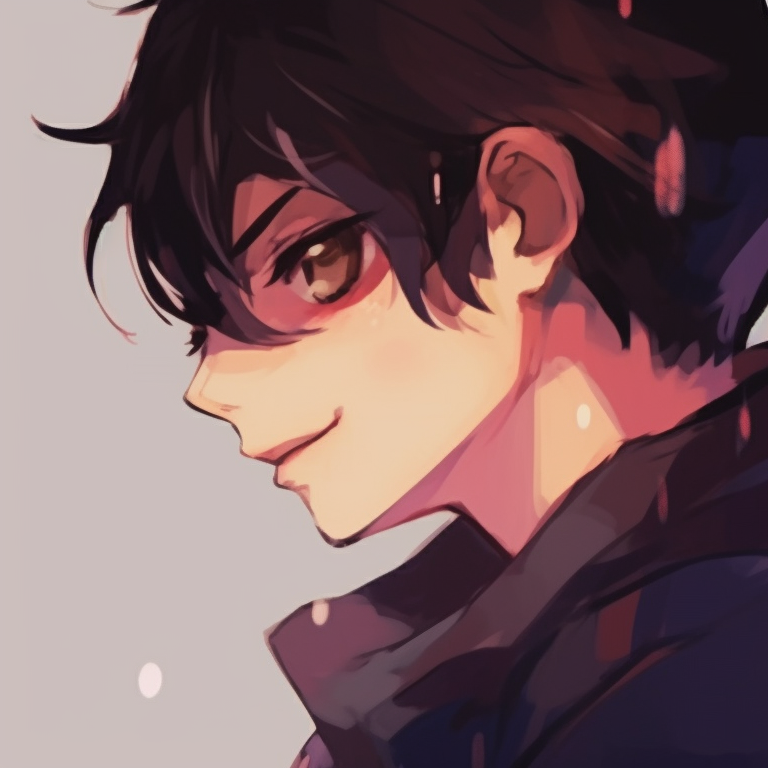 Two characters mirrored, with a minimalistic style and harmonizing color scheme, their poses reflecting each other. unique aesthetic matching pfp couples pfp for discord.