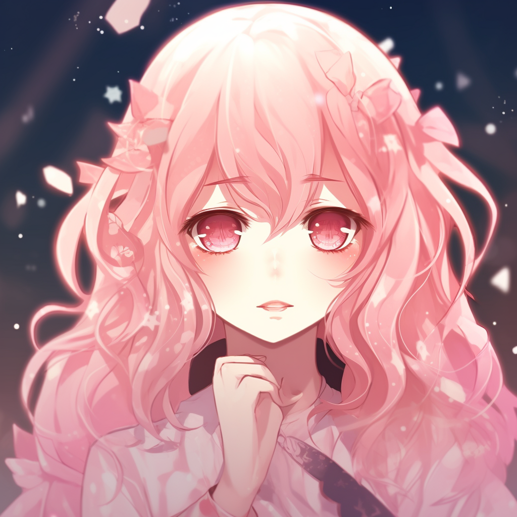 A pouting kawaii princess featuring a tiara and pastel colors, dreamy background. dramatic kawaii anime pfp