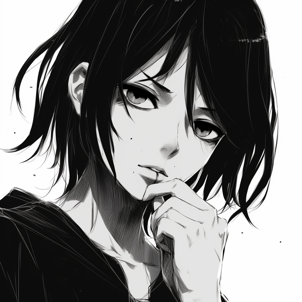 Renji Abarai from Bleach, detailed tattoos and strong features heightened by the grey scale. diverse black and white anime pfp