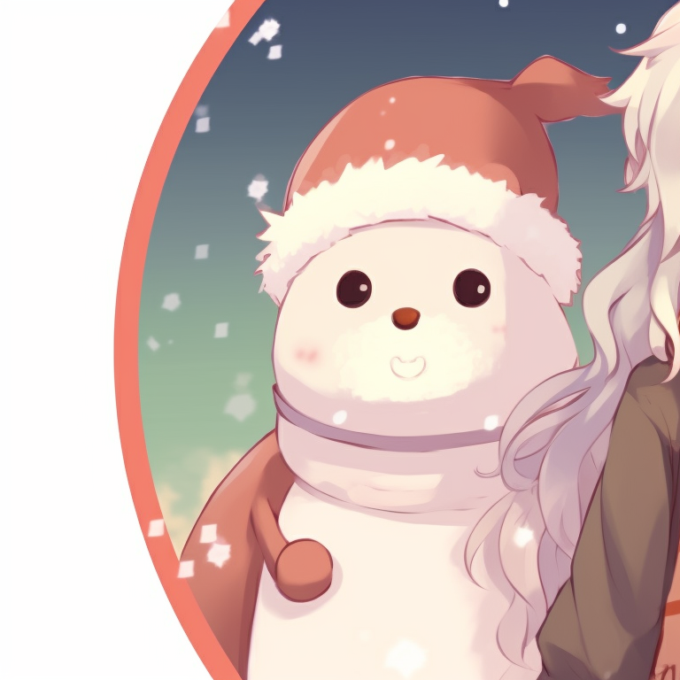 A male and female character exchanging gifts, warm cozy color palette, detailed background. discord server pfp matching for christmas pfp for discord.