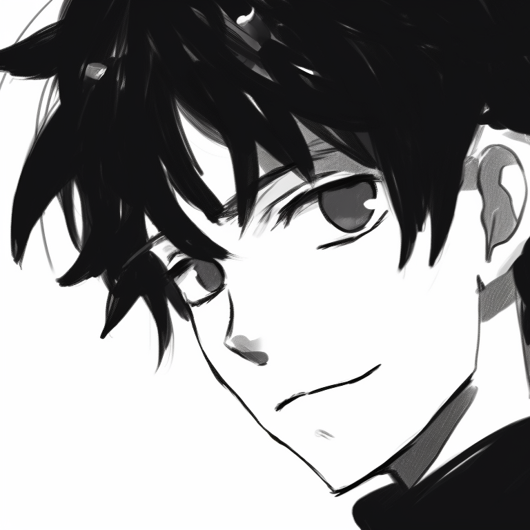 Boy and girl, styled in hatching technique, displaying contrasting emotions yet a synchrony. black and white matching pfp boy and girl pfp for discord.