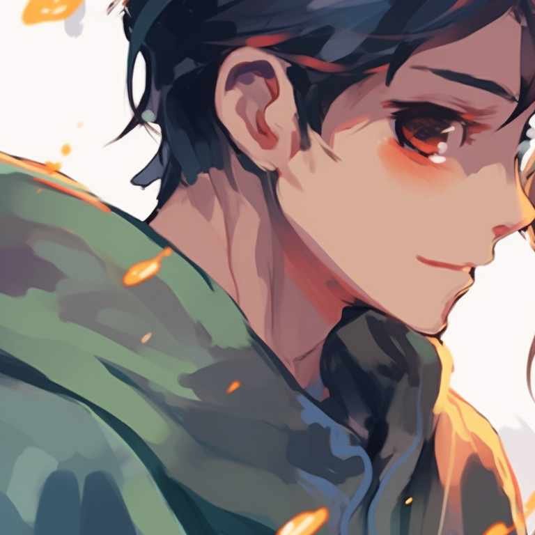 Two characters, bold colors and strong lines, sharing a tender moment. pfp matching non-anime couples pfp for discord.