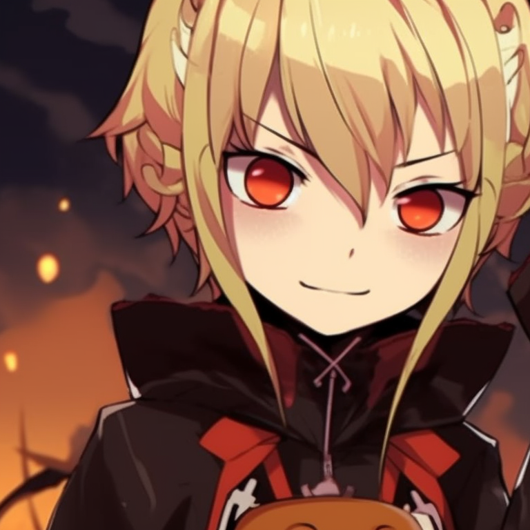 Denji and Power in playful Halloween poses, dynamic lines and bright colors. denji and power halloween pfp ideas pfp for discord.