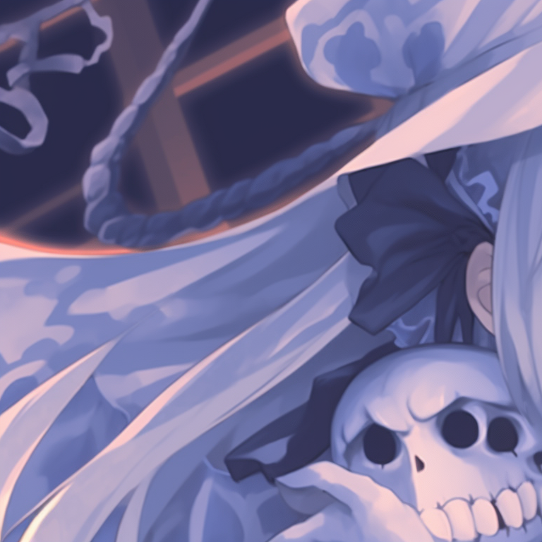 Two girls with witch hats under the moonlight, deep shadows and cool colors. halloween themed girl discord pfp matching theme pfp for discord.