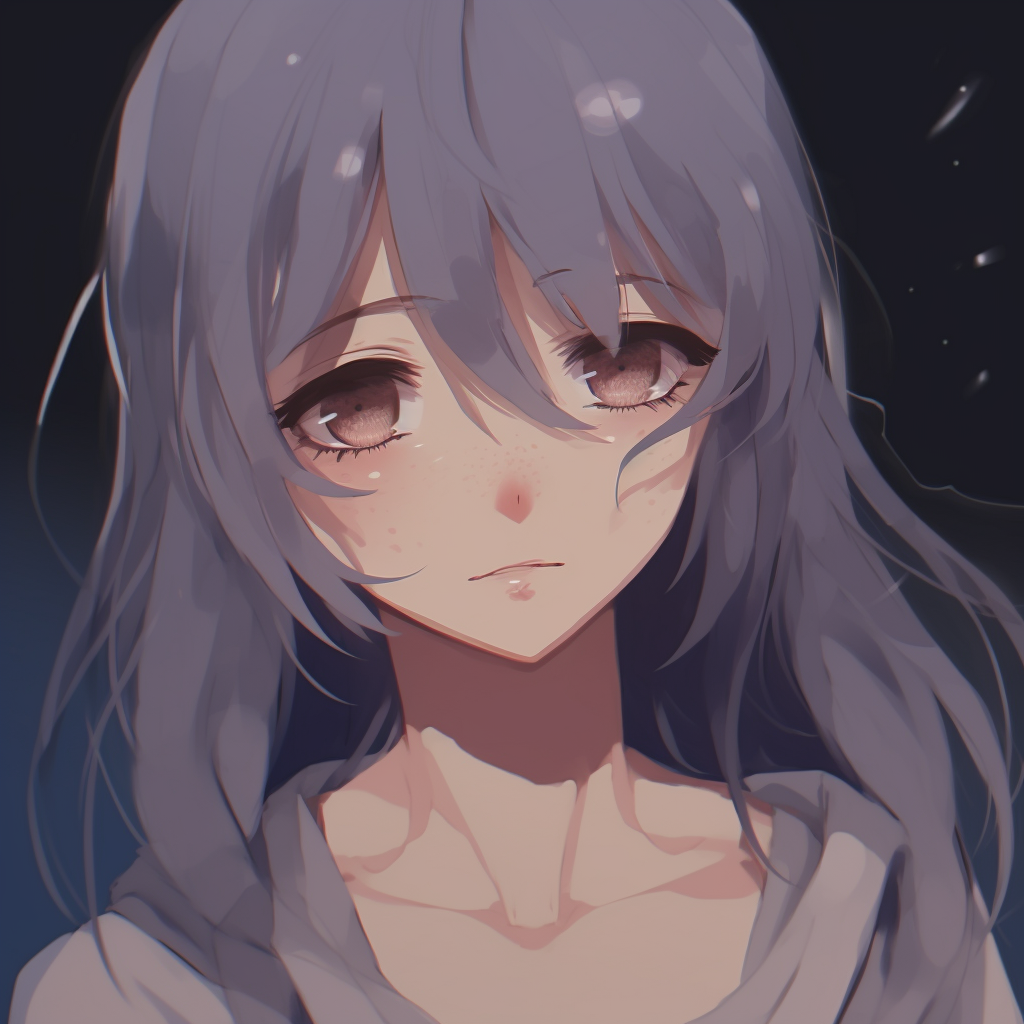 Depicted lonely anime girl, dim lighting and detailed textures. depressed anime girl pfp avatar pfp for discord.