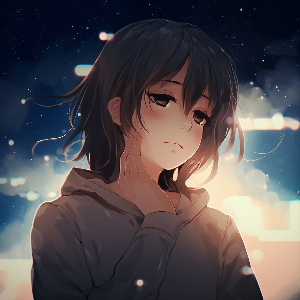 Character with vintage aesthetic, pastel color palette and old-school design clothing. anime aesthetic pfp for girls