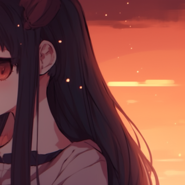 Two characters sharing a single umbrella, pouring rain and wet pavement, high contrast and cool color palette romantic matching anime pfp pfp for discord.