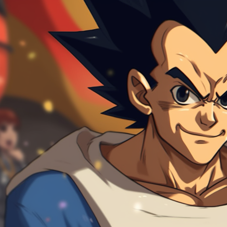 Vegeta and Bulma sharing a warm gaze, surrounded by sparkling Christmas ornaments. christmas dragonball bulma and vegeta matching pfp themes pfp for discord.