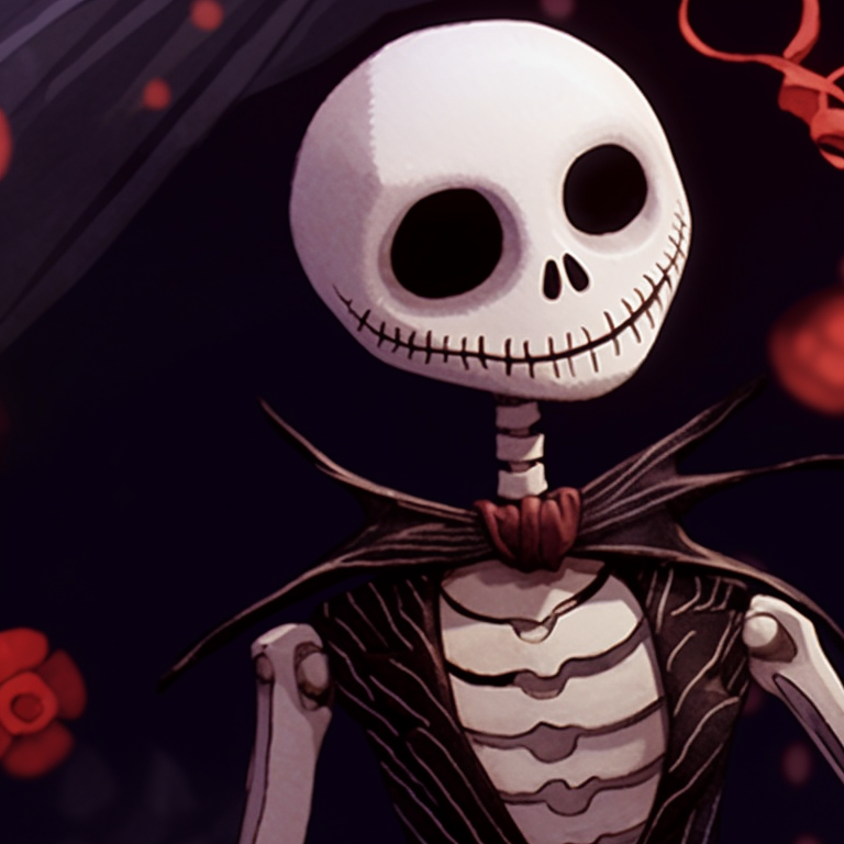 Pair of skeletons dressed in Christmas-themed attires, jingling bell details and festive colors. holiday themed matching christmas skeleton pfp pfp for discord.