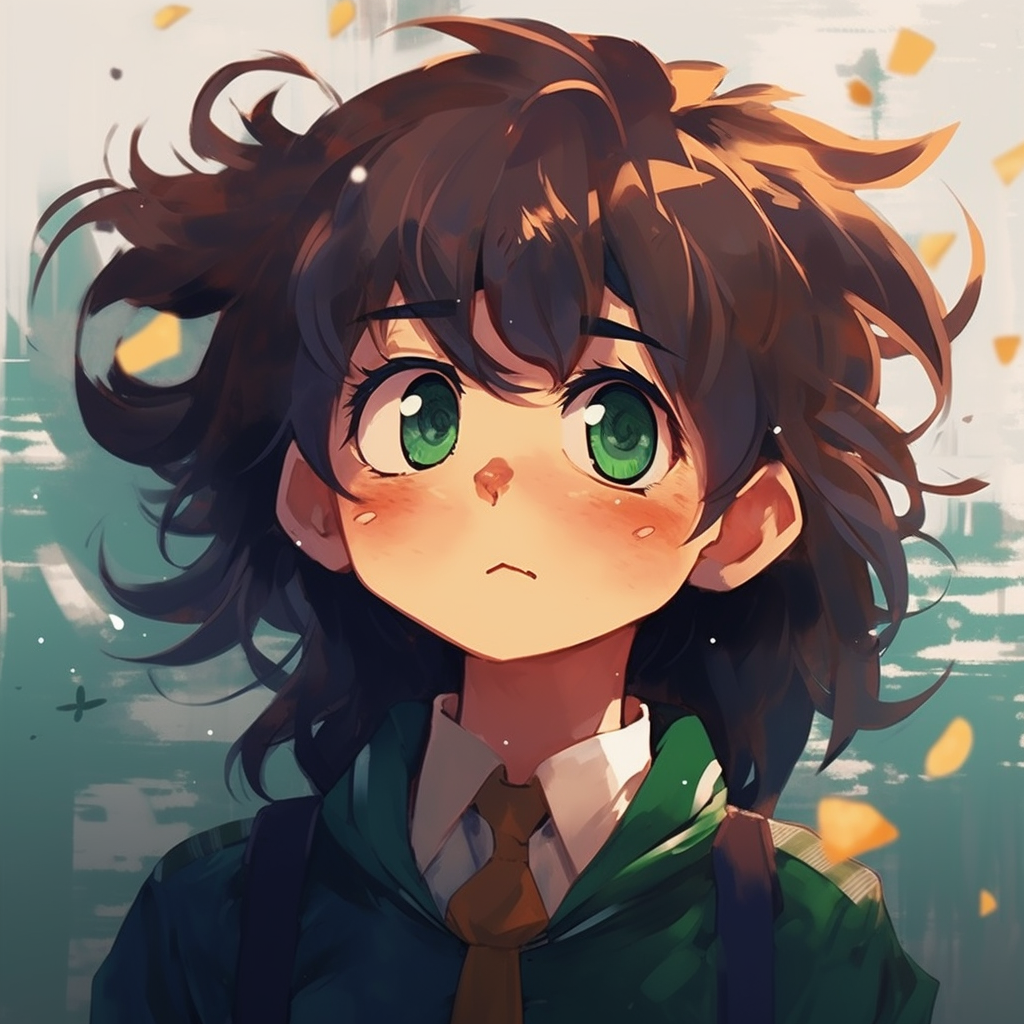 Detailed eyes of Deku, spark of determination and vibrant colors. aesthetic cute anime pfp for boys pfp for discord.
