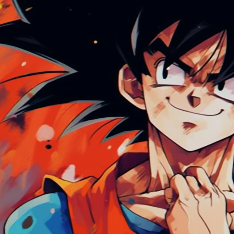 Goku and Chichi facing each other, intense expressions and contrasting colors. goku and chichi matching outfits pfp for discord.