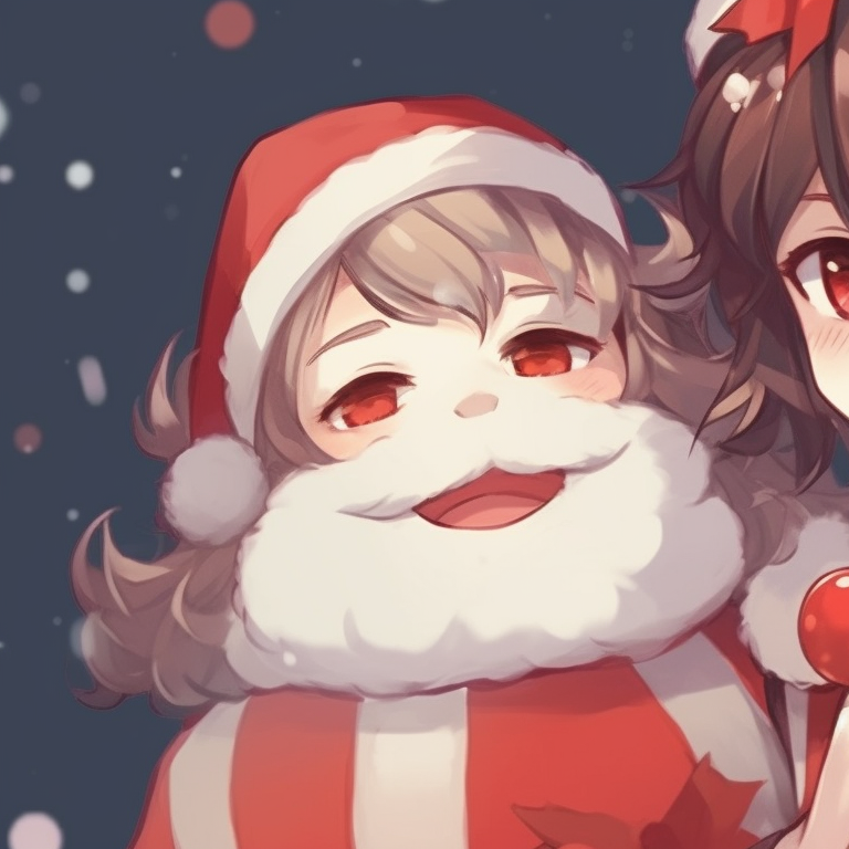 Two characters wrapped in warm scarves, earthy tones and soft snow background. classy matching christmas aesthetic pfp pfp for discord.