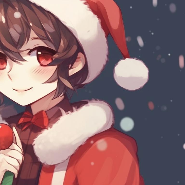 Two characters wrapped in warm scarves, earthy tones and soft snow background. classy matching christmas aesthetic pfp pfp for discord.