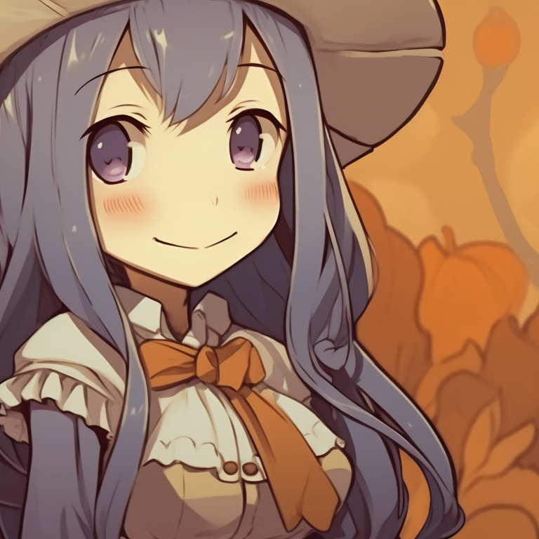 Two characters with a thanksgiving feast, colorful food details and warm expressions. thanksgiving style halloween matching pfp for duo pfp for discord.