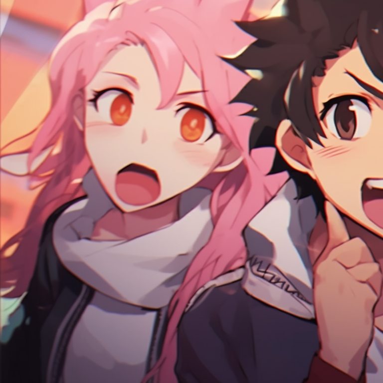 Four characters, pastel background, wearing funny hats and sharing a humorous moment. funny matching pfp for 4 friends pfp for discord.