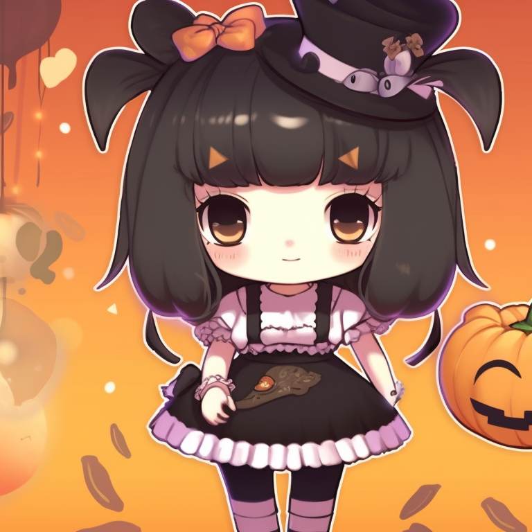 Both characters traversing a haunted trail, dressed as witches, gloomy colors and detailed backgrounds. kuromi matching pfp halloween theme outfits pfp for discord.