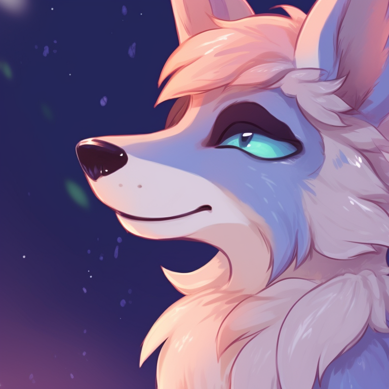 Two furry characters, their backs against each other, gazes fixed on a starry night sky, their surprises etched delicately on their faces. furry matching pfp ideas pfp for discord.