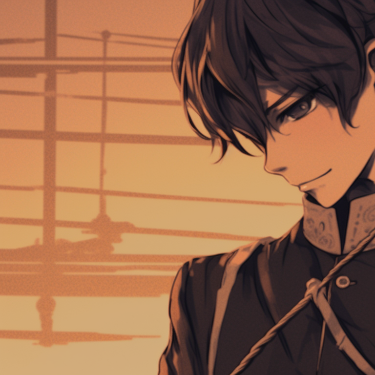 Two characters in casual attire at dawn, bright colors with gentle saturation, standing shoulder-to-shoulder. anime couples aesthetic matching pfp pfp for discord.