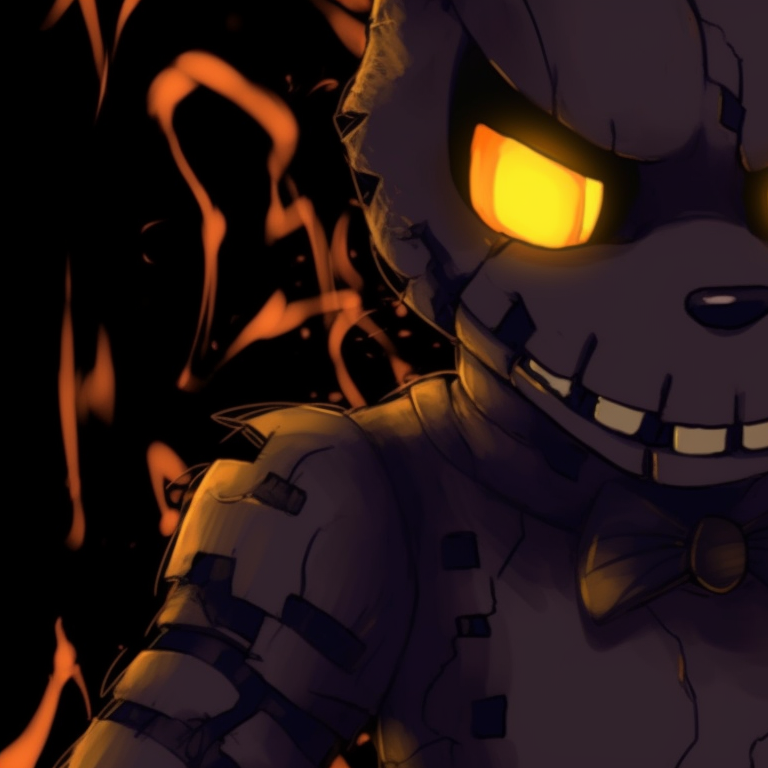 Two FNAF characters in shadow puppet style, dark and moody, against an eerie full moon. fnaf pfp halloween designs pfp for discord.