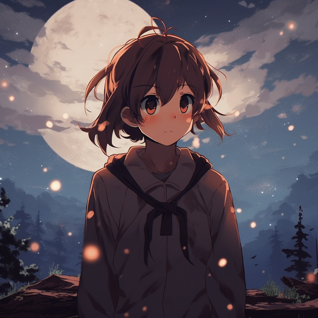 Image of a calm anime boy looking at the stars, detailed starry background. aesthetic cute anime pfp for all pfp for discord.