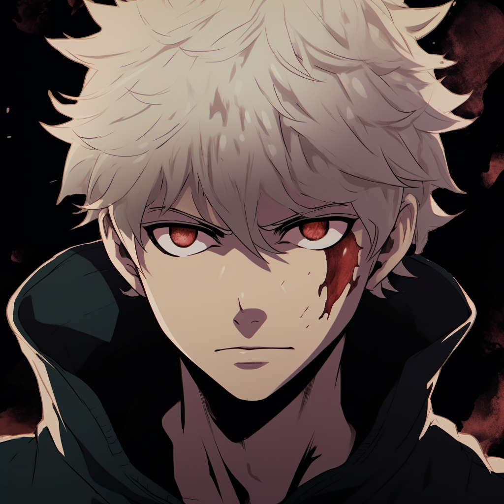 Close-up on Gojo's face, revealing intricate linework and expressive eyes. modern anime characters pfp