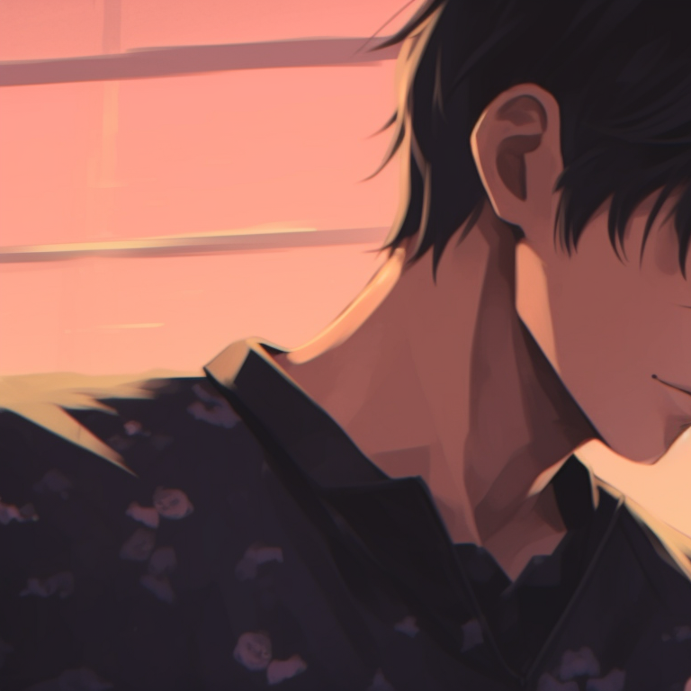 Two characters in an intimate embrace, dusky colors and dreamy background. cool anime matching pfp couple pfp for discord.