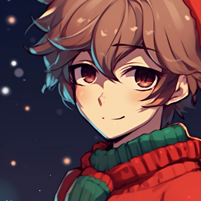 Two characters, subtle snowflakes details, soft pinks and blues, touching hands in the snow. christmas matching pfp ideas pfp for discord.