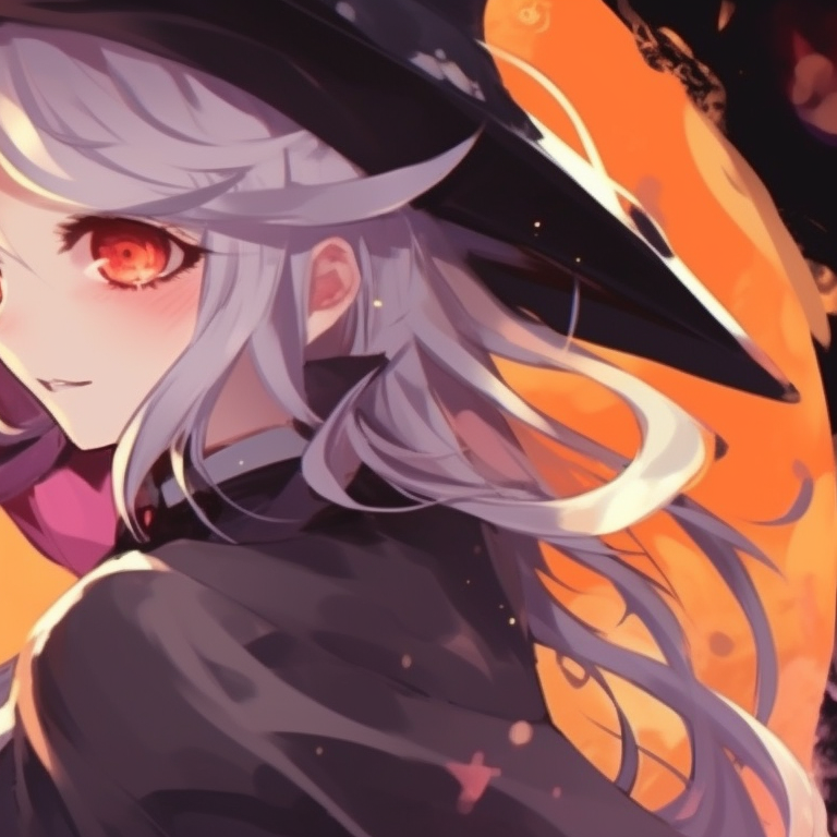 Two characters in yokai-themed costumes, traditional Japanese art style, caught in a mischievous moment. matching anime couple themed halloween costumes pfp for discord.